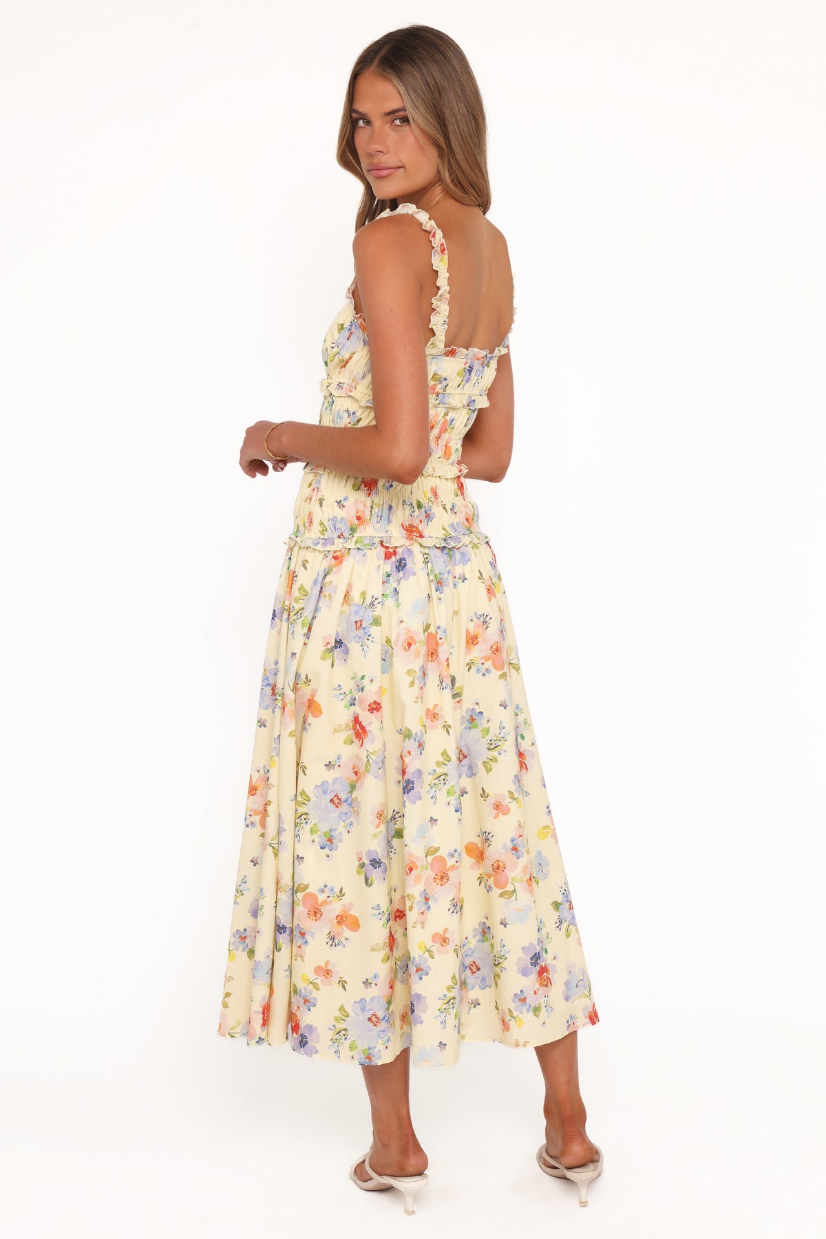 Enola Gather Midi Dress - Yellow Floral | Petal & Pup USA Enola Gather Midi Dress - Yellow Floral | Petal & Pup USA
