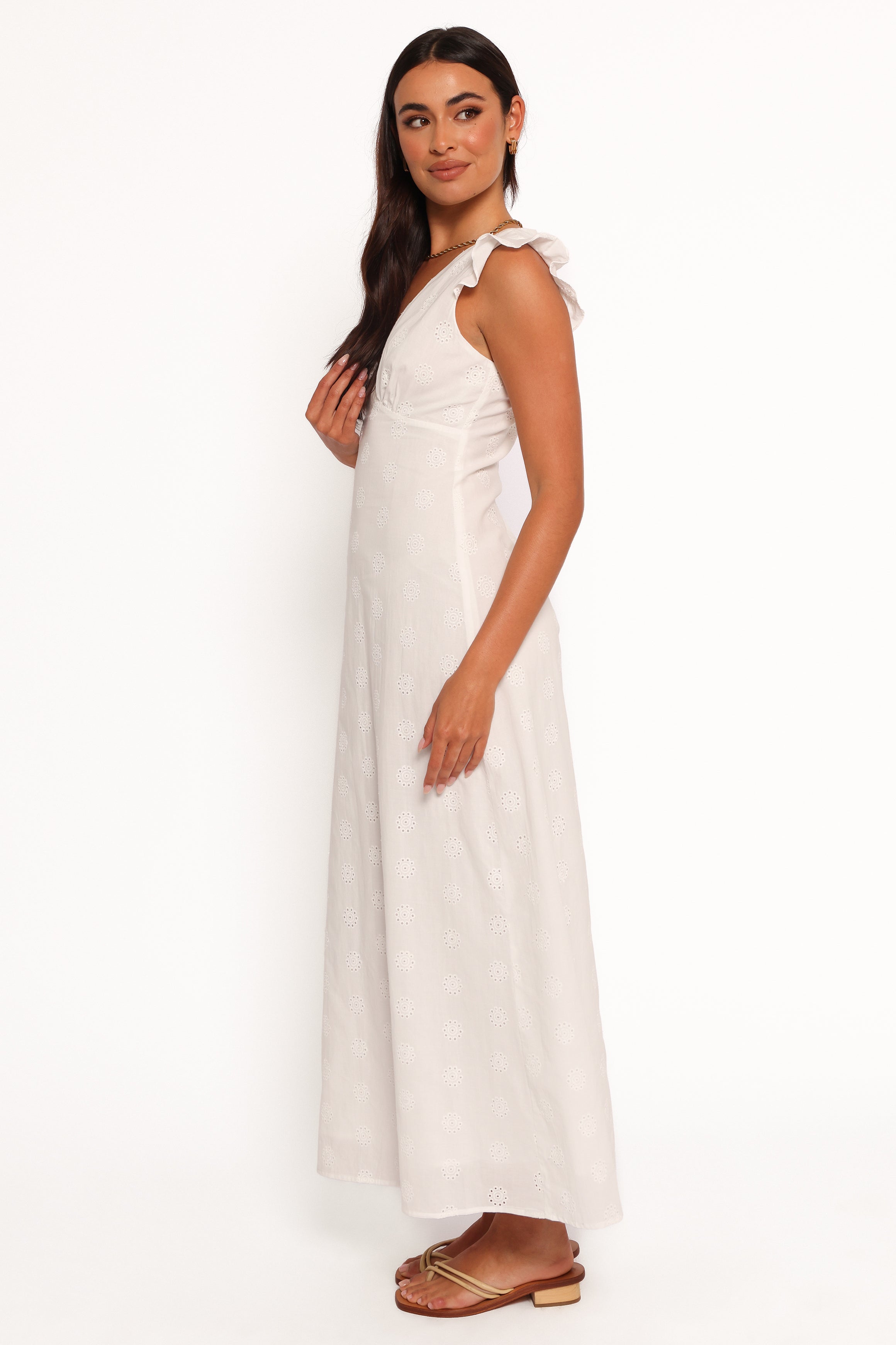 Petal and Pup USA DRESSES Ensley Flutter Sleeve Maxi Dress - White