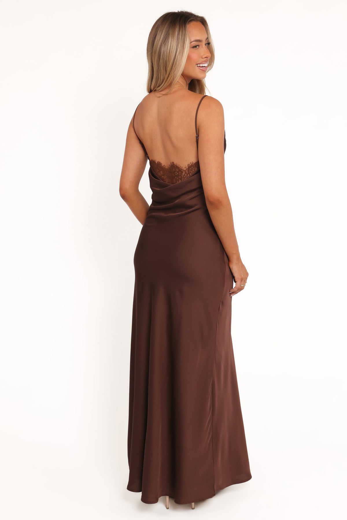 brown slip lace dress A'reve Lace Slip Dress Brown
