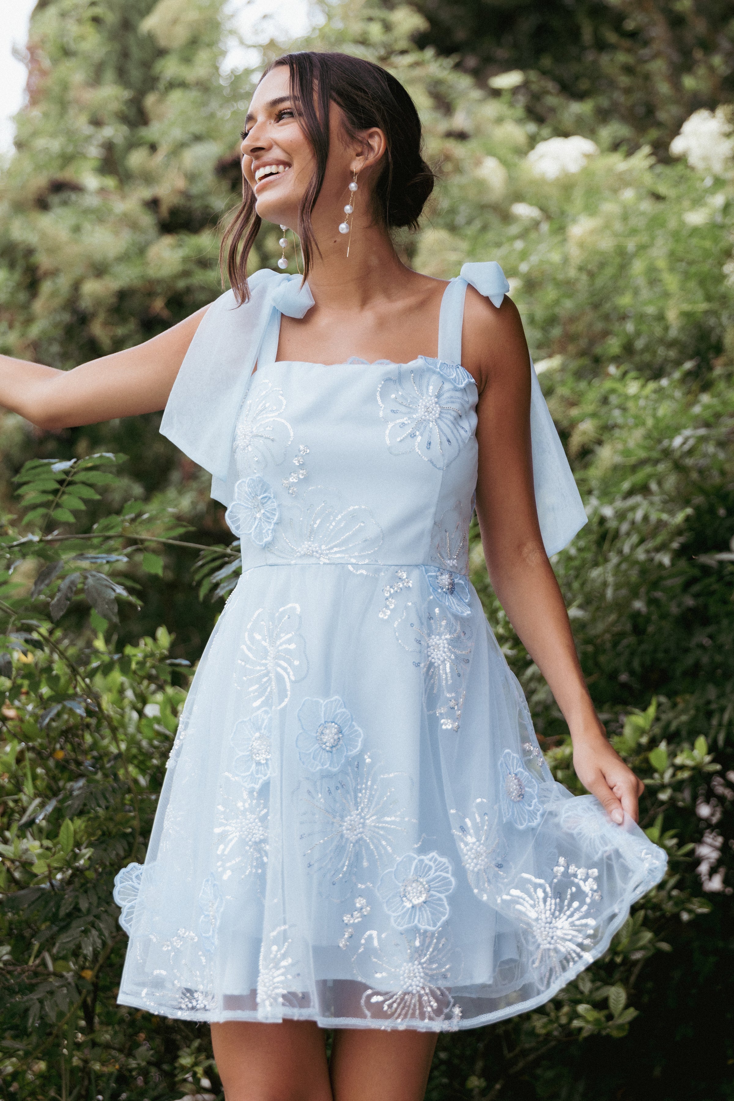 Petal and Pup USA DRESSES Evangeline Mini Dress - Blue