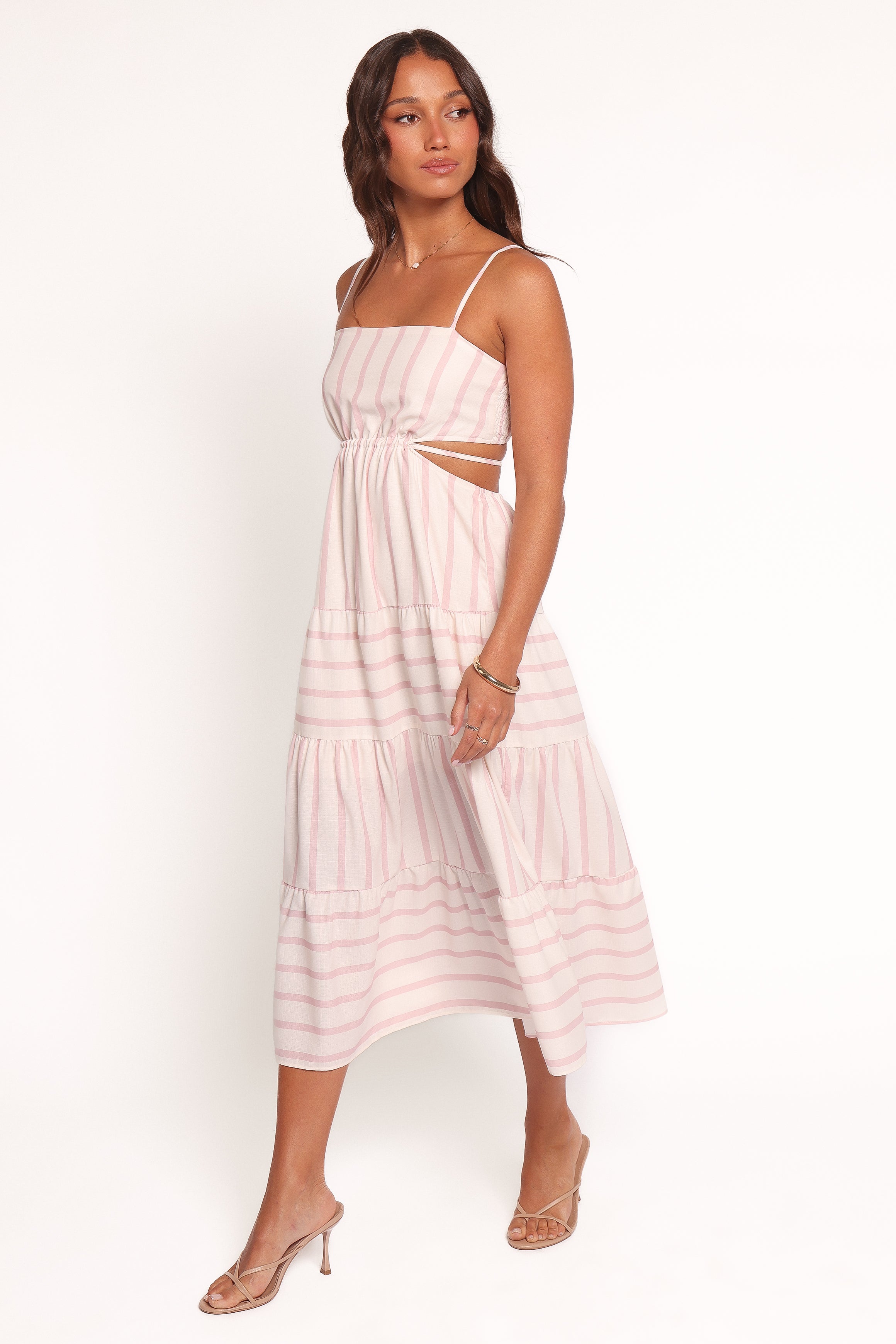 Petal and Pup USA DRESSES Evelin Midi Dress - Pink Stripe