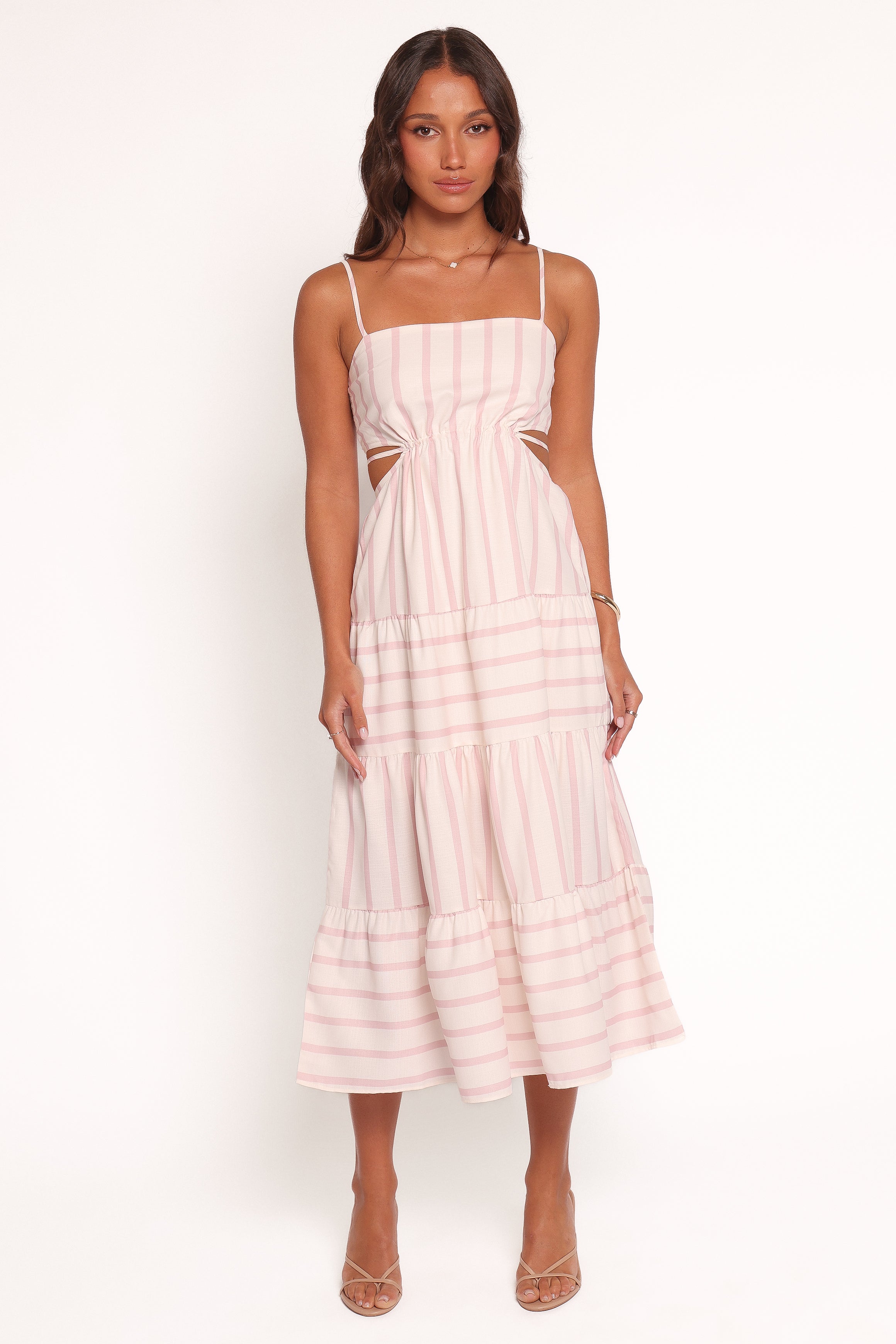 Petal and Pup USA DRESSES Evelin Midi Dress - Pink Stripe