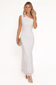 Petal and Pup USA DRESSES Evelon Off Shoulder Maxi Dress - White