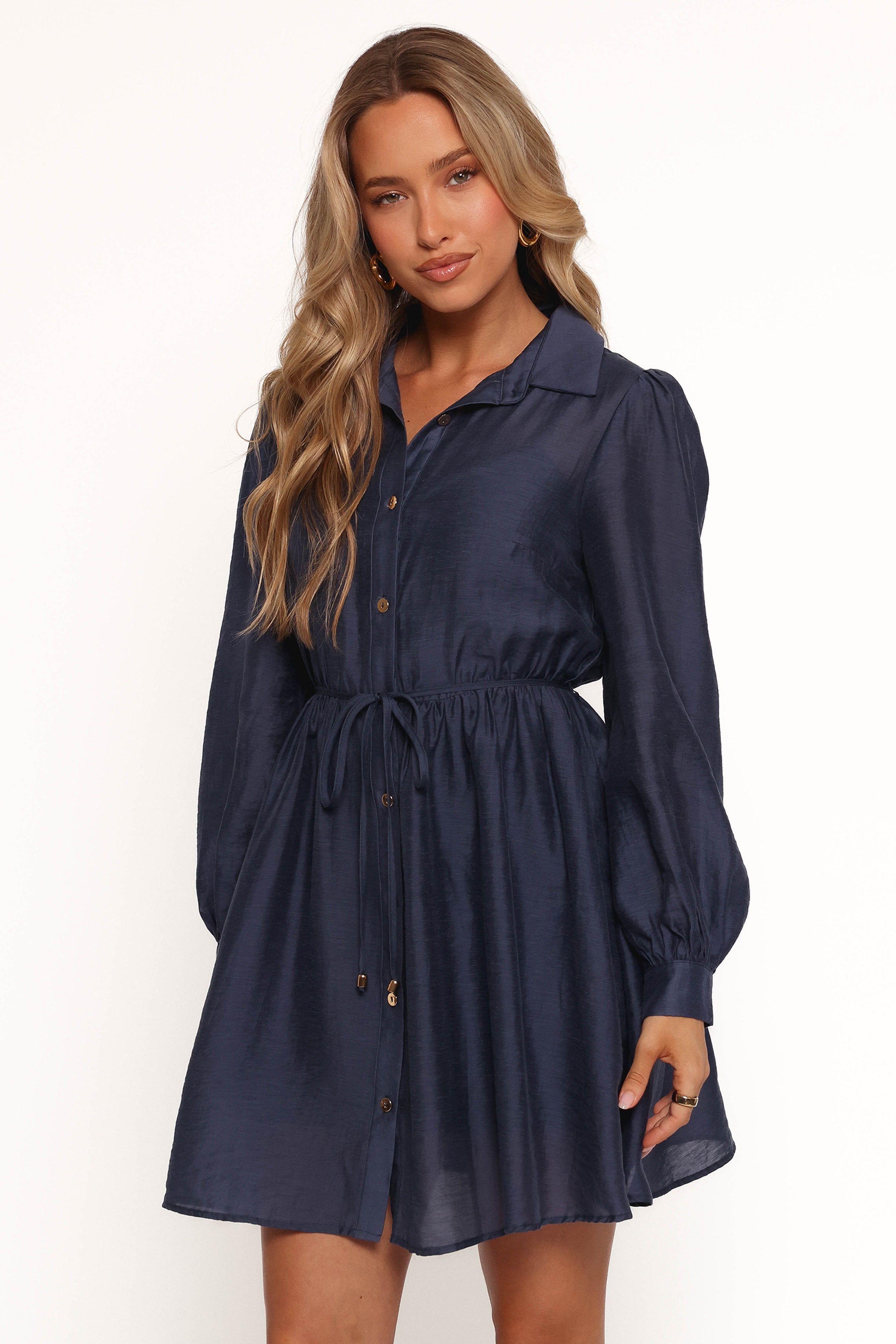 Petal and Pup USA DRESSES Everett Long Sleeve Mini Dress - Navy
