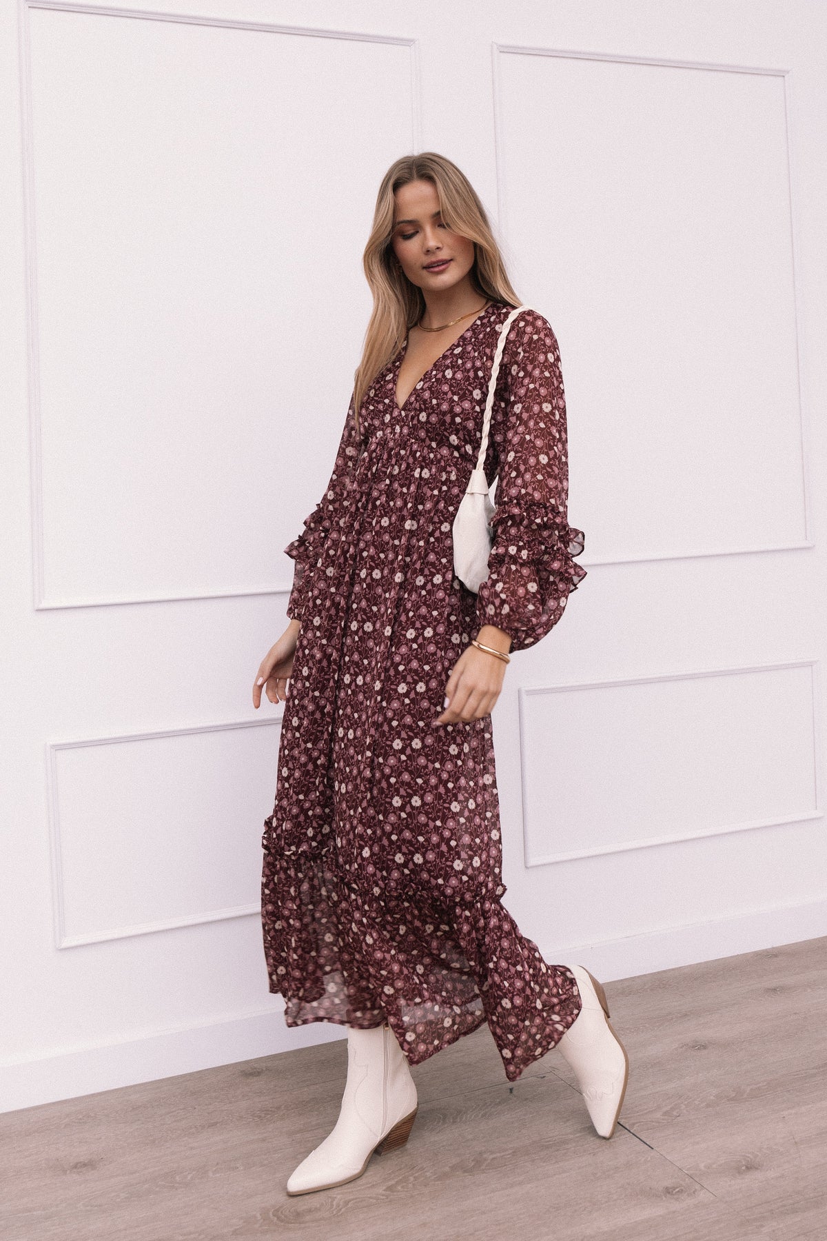 Petal and Pup Women's Evian Long Sleeve Maxi Dress - Burgundy Multi Petal and Pup Women's Evian Long Sleeve Maxi Dress - Burgundy Multi