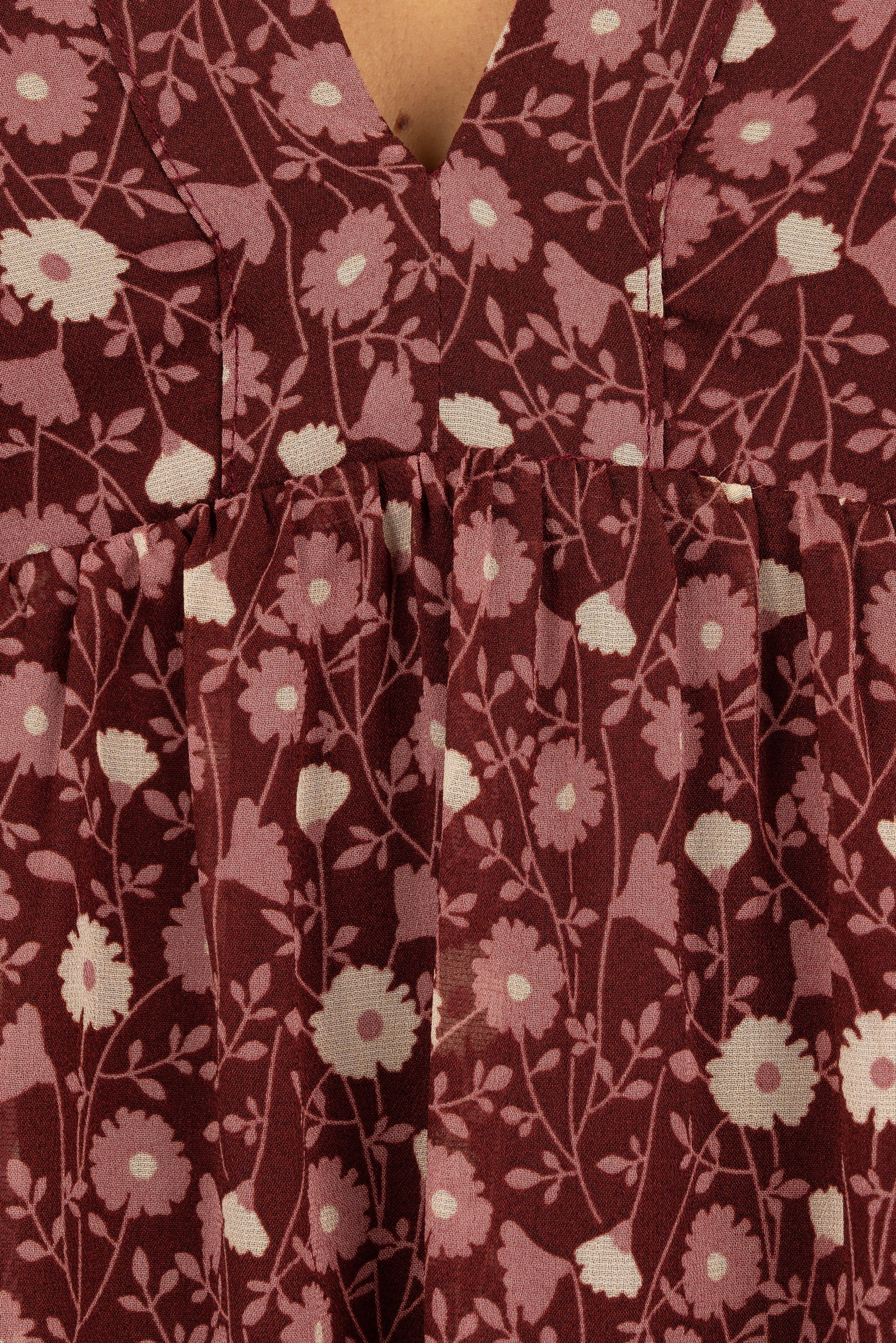 Petal and Pup USA DRESSES Evian Long Sleeve Maxi Dress - Burgundy Multi