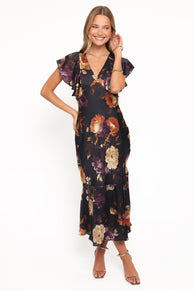 Petal and Pup USA DRESSES Evonne Midi Dress - Nightfall Floral