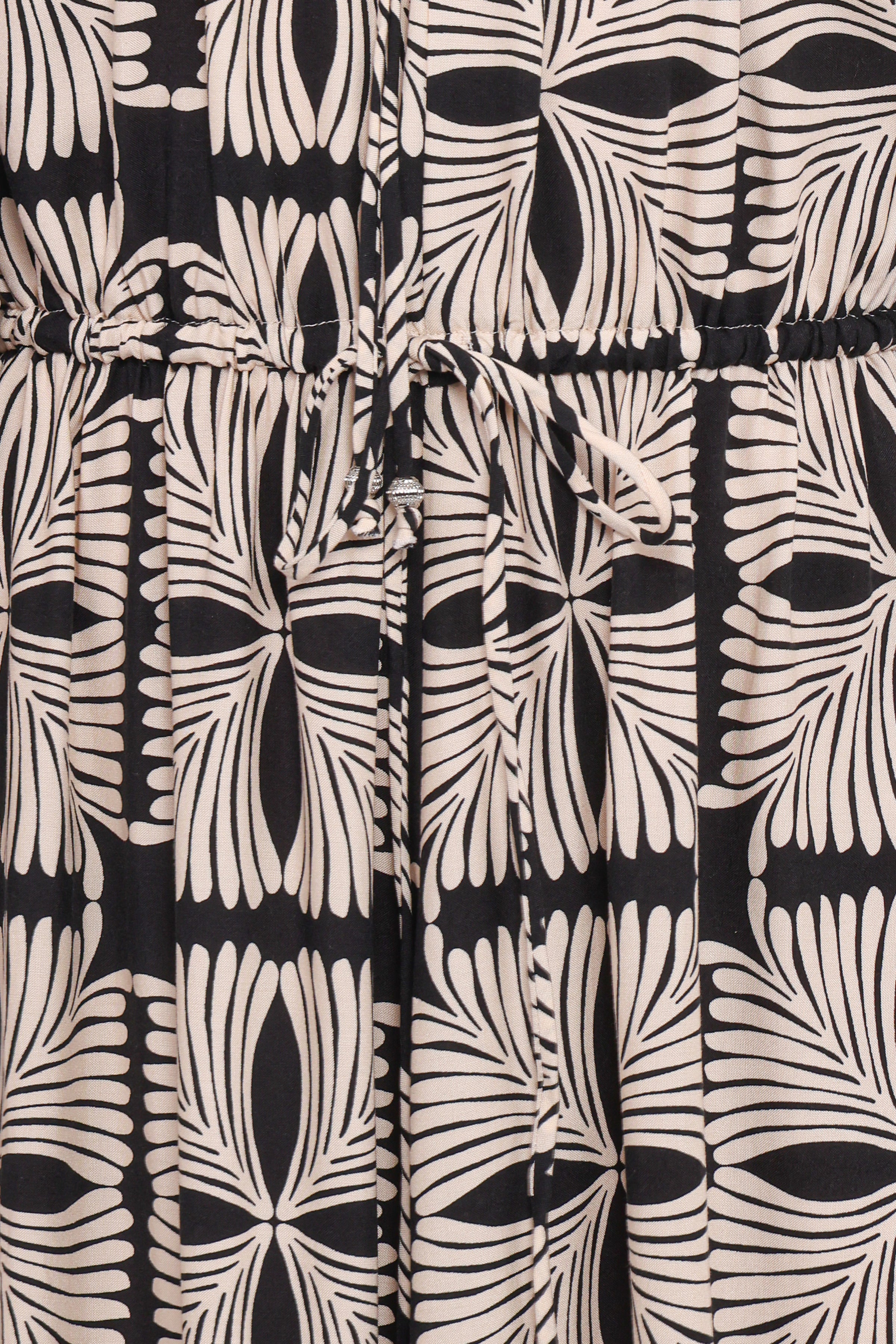 Petal and Pup USA DRESSES Faris Off Shoulder Midi Dress - Black Geo