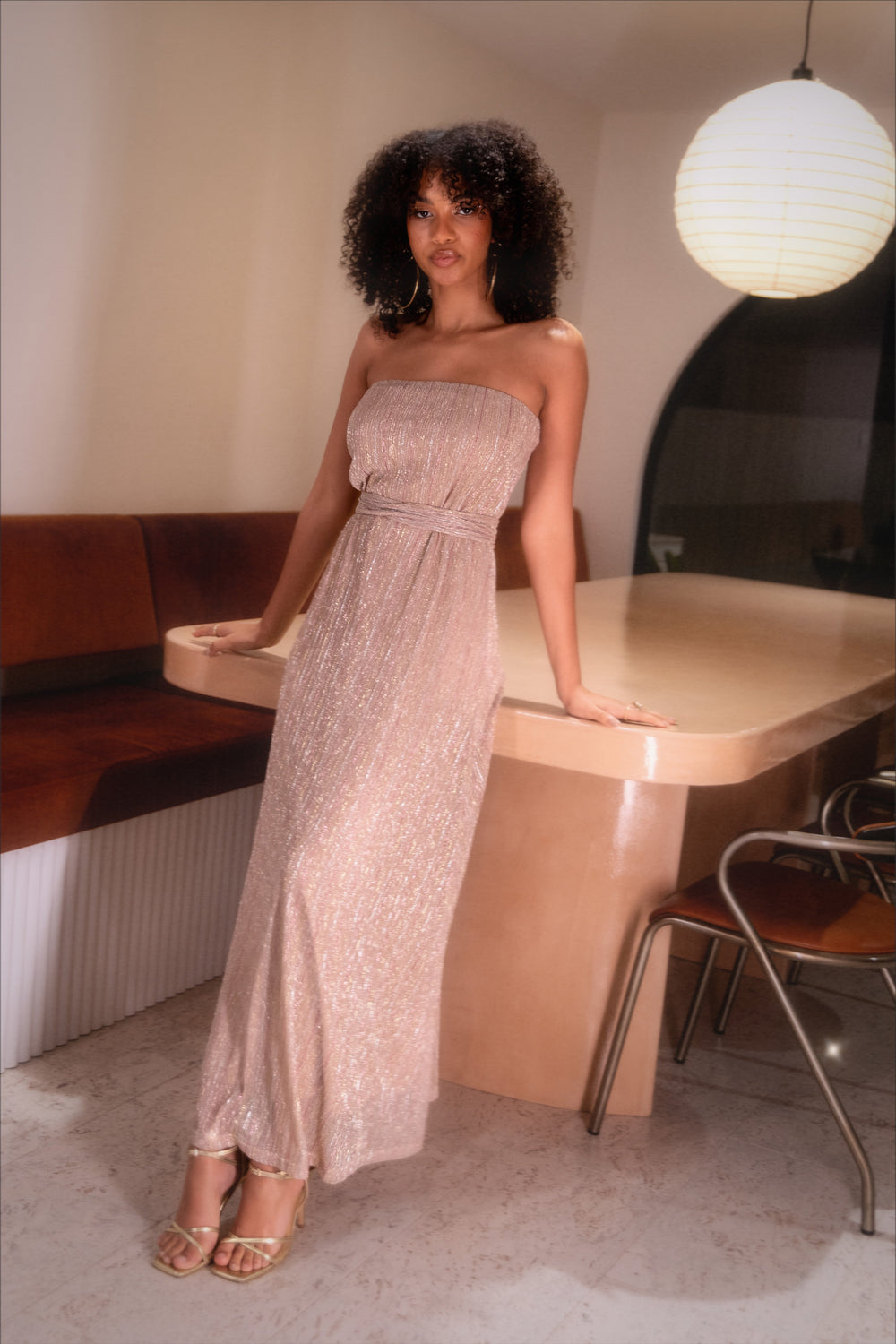 Strapless striped maxi dress Clearance