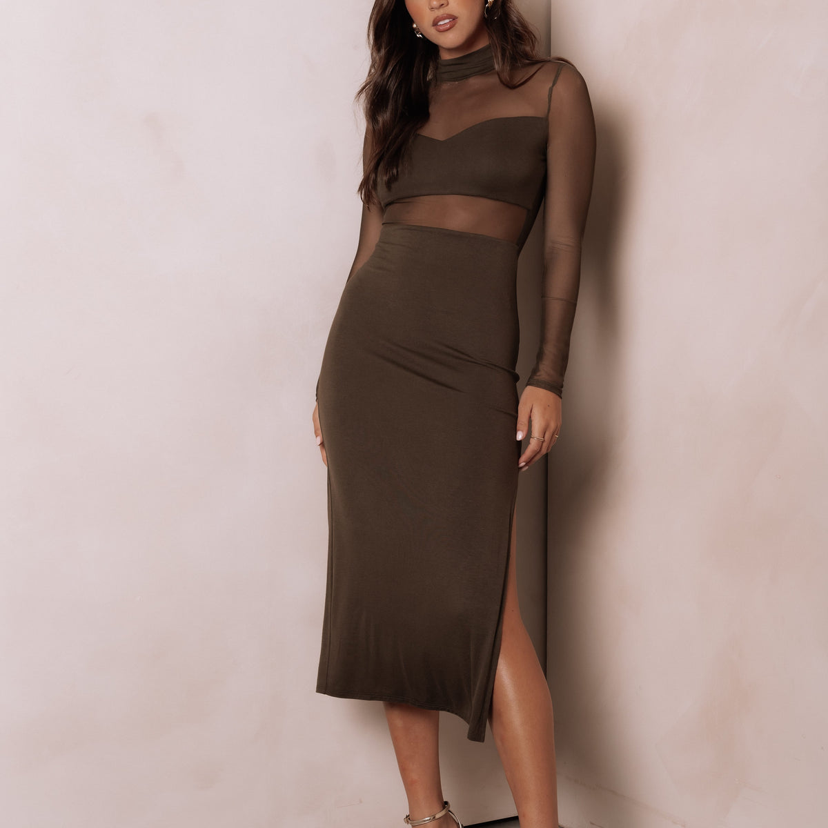 chinese dress ladies Farrow Long Sleeve Midi Dress - Wine main image 1
