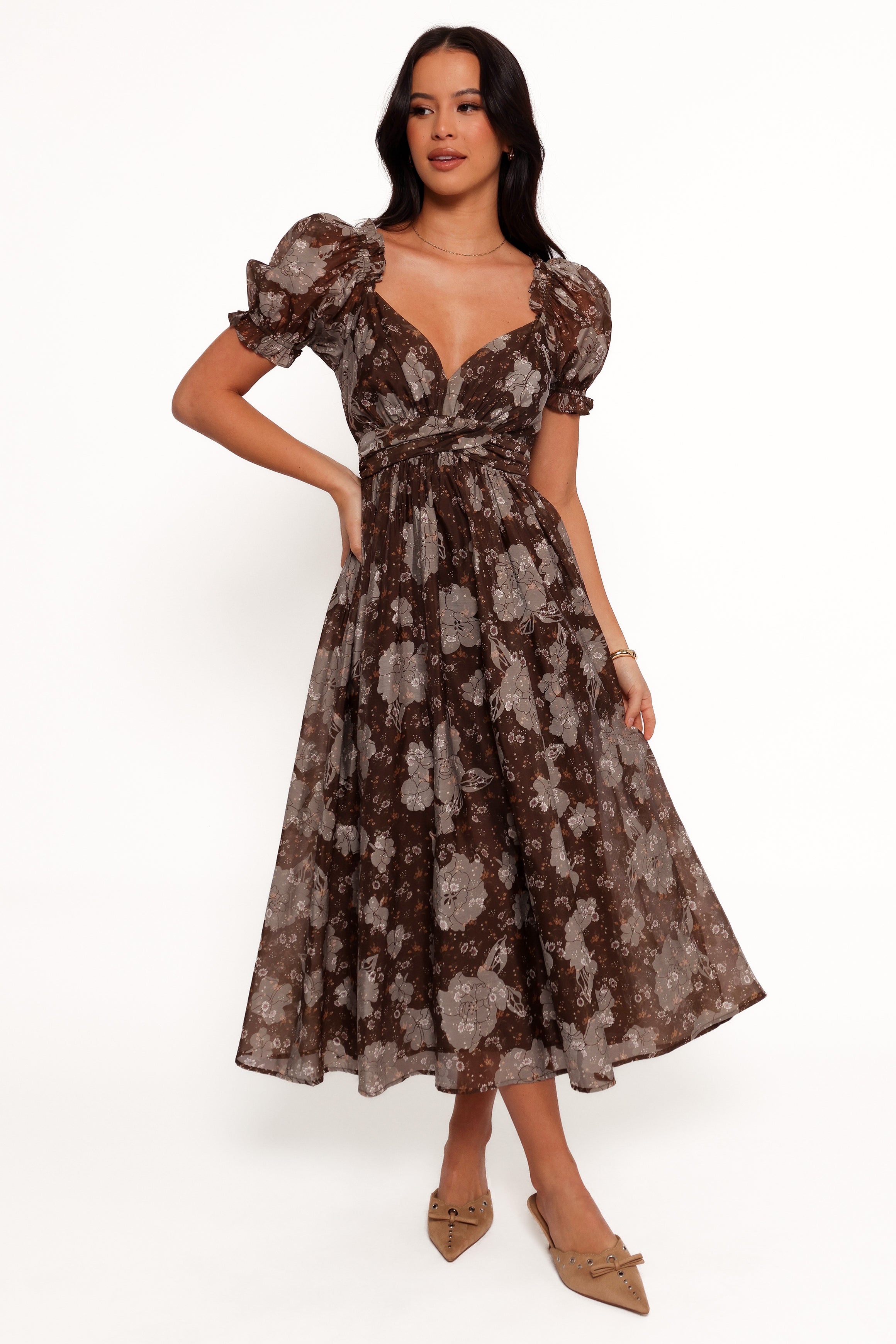 Petal and Pup USA DRESSES Farryn Maxi Dress - Brown/Grey