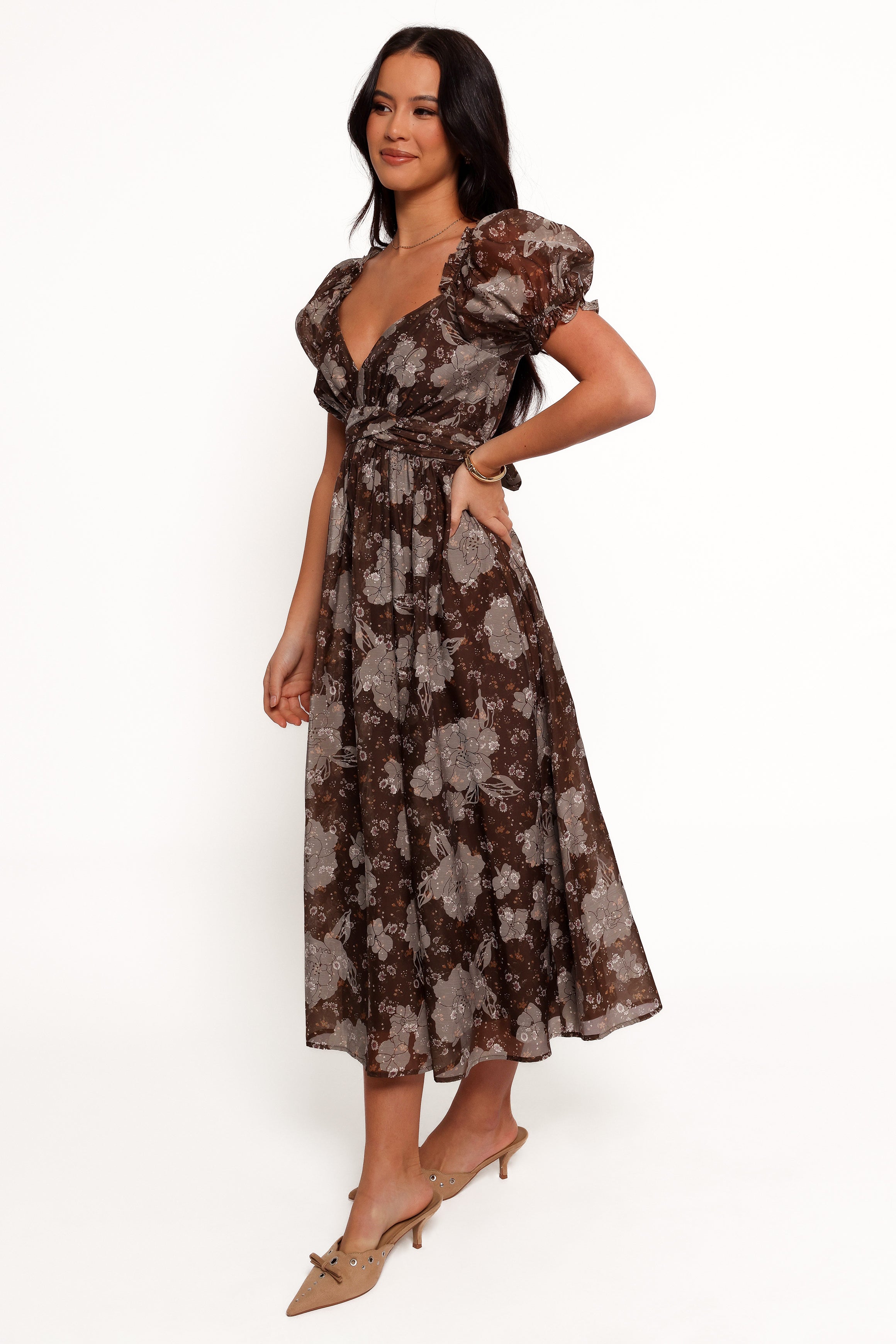 Petal and Pup USA DRESSES Farryn Maxi Dress - Brown/Grey
