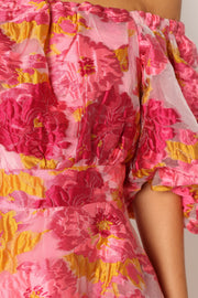 Petal and Pup USA DRESSES Faye Off Shoulder Mini Dress - Pink Floral