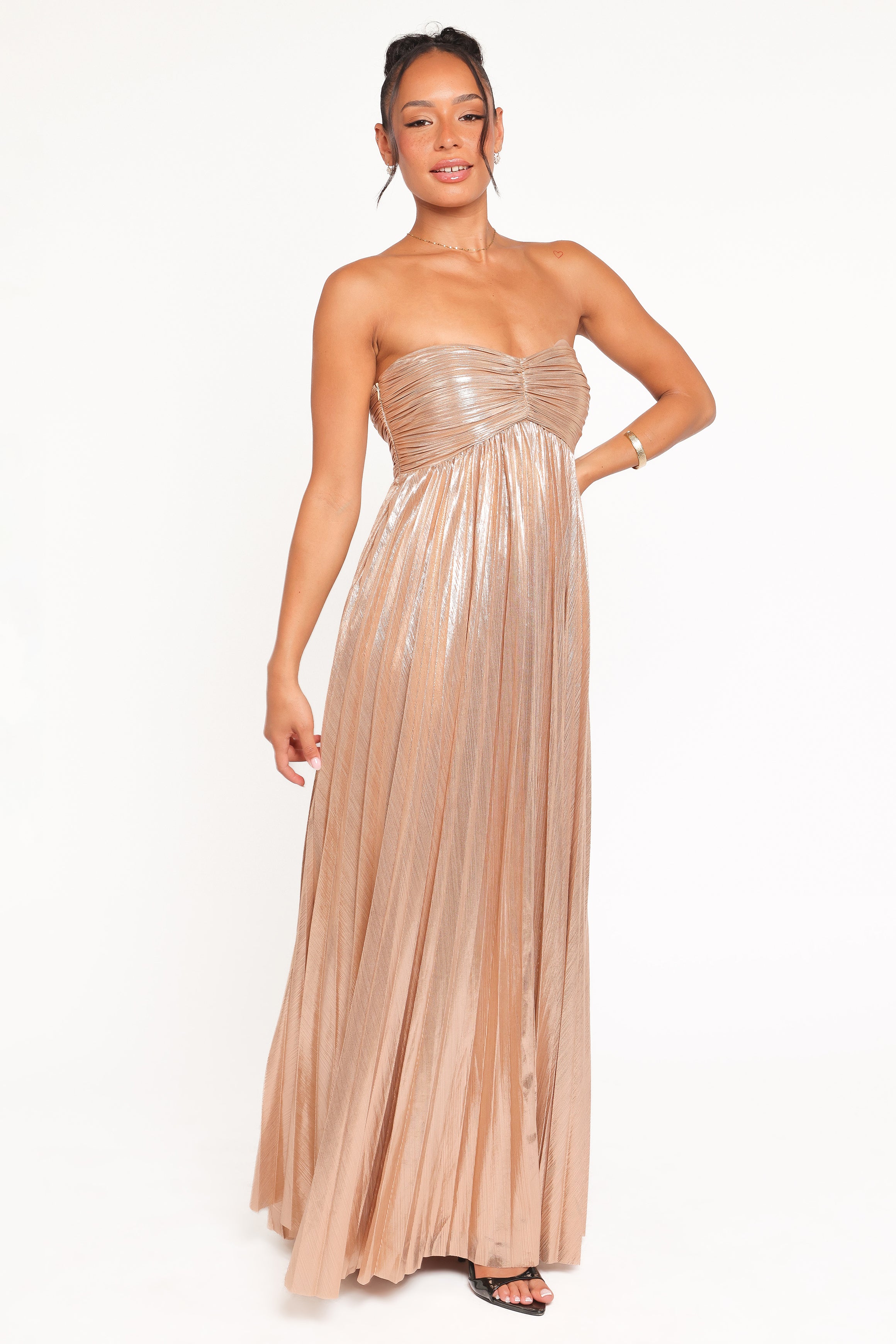 Petal and Pup USA DRESSES Faye Strapless Maxi Dress - Gold