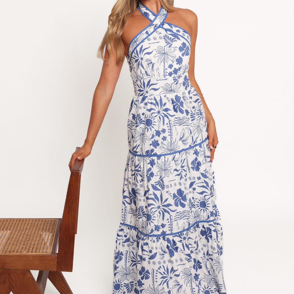 tropical evening dresses Petal and Pup Women's Fernanda Halterneck Maxi Dress