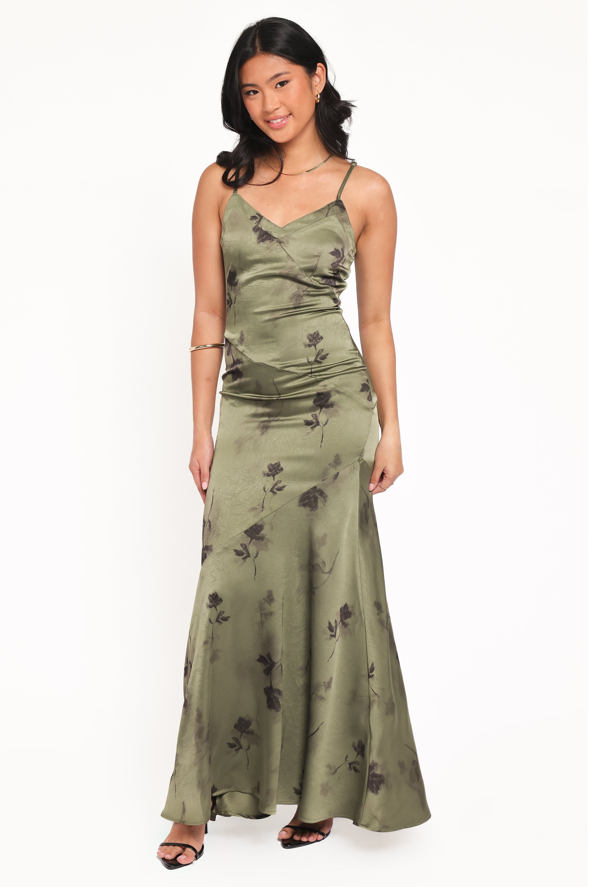Petal and Pup USA DRESSES Fia Midi Dress - Green Floral