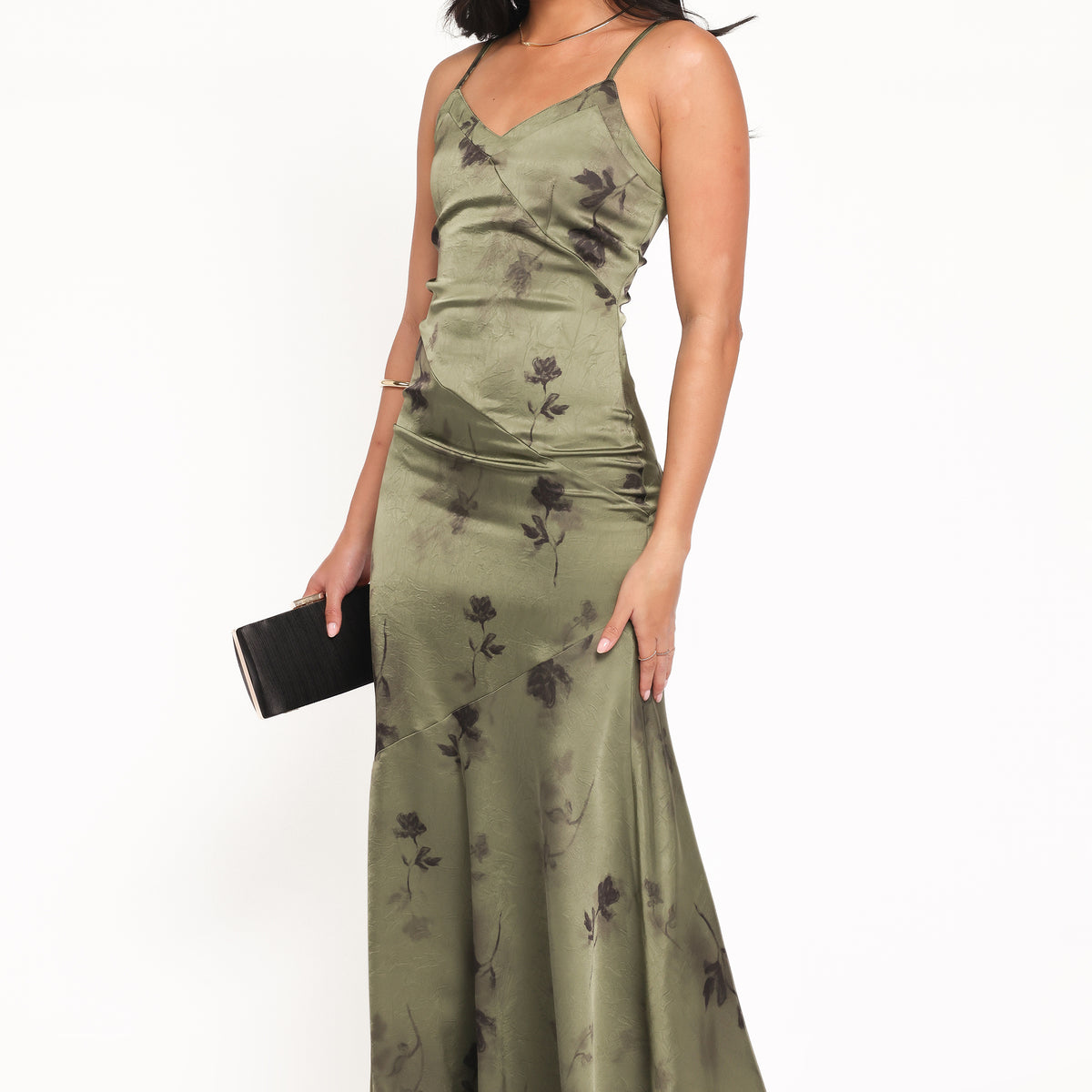 green floral print midi dress Green Floral Avery Midi Dress main image 0