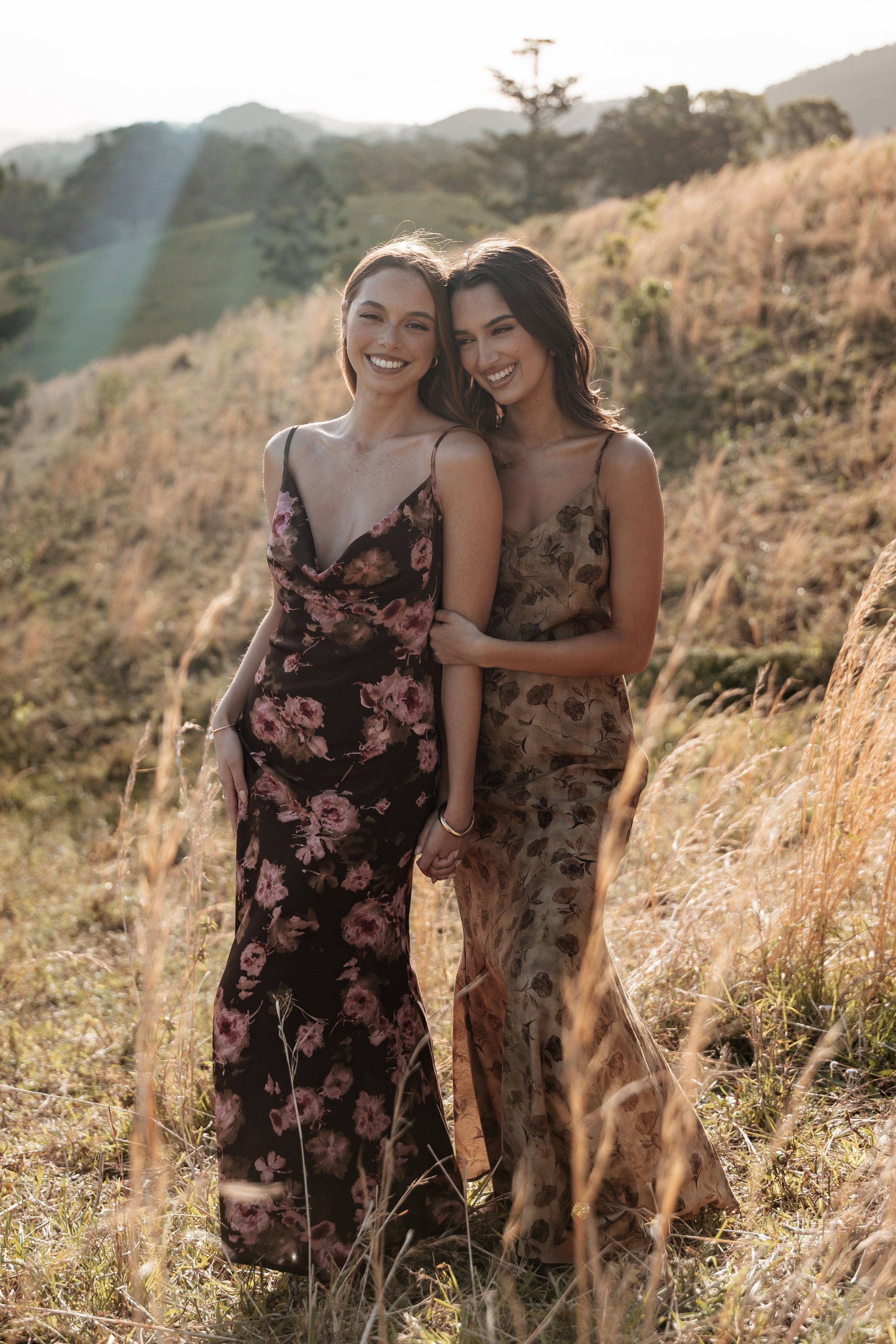 Petal and Pup USA DRESSES Fia Midi Dress - Tan Floral