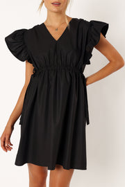 Petal and Pup USA DRESSES Fiona Ruffle Sleeve Mini Dress - Black