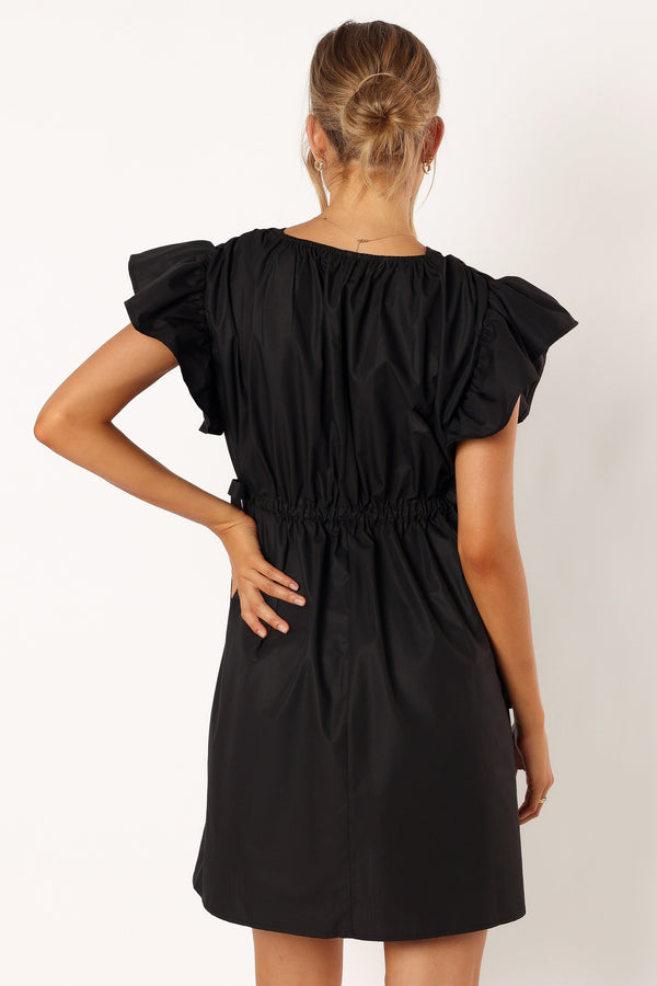 Petal and Pup USA DRESSES Fiona Ruffle Sleeve Mini Dress - Black