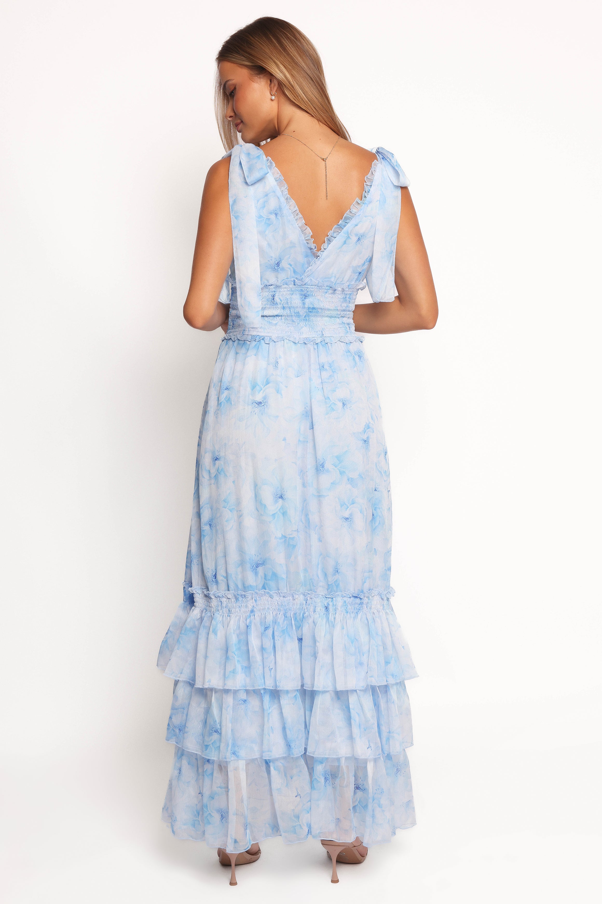 fitted lace wedding dress Fionna Maxi Dress - Blue Floral