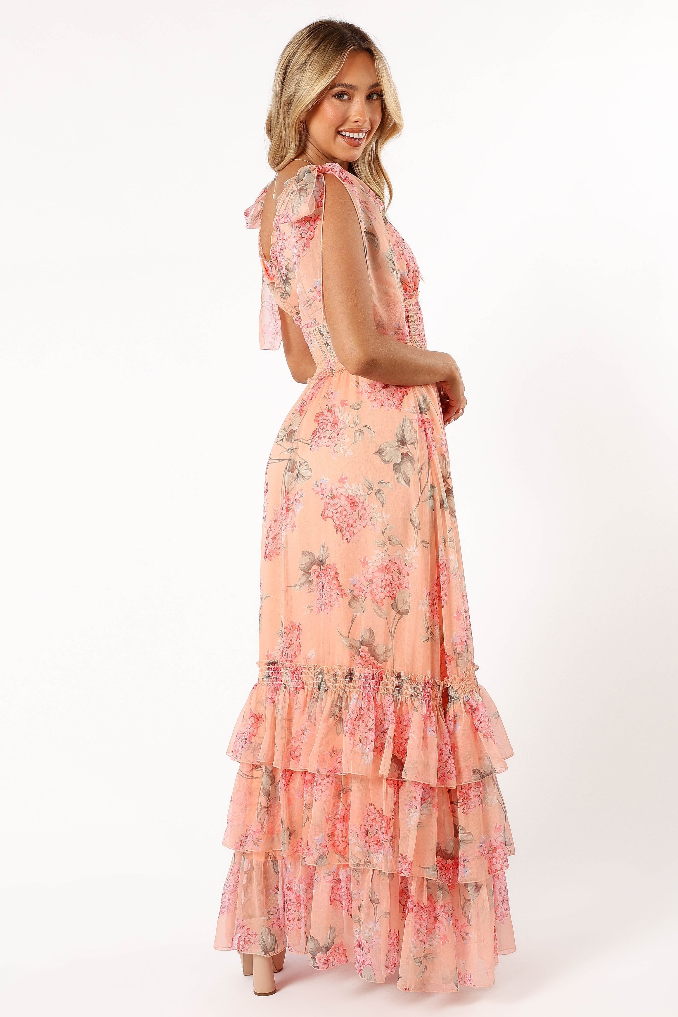 Fionna Maxi Dress - Peach Floral ...