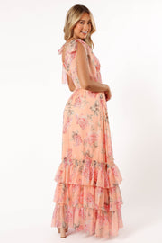 Petal and Pup USA DRESSES Fionna Maxi Dress - Peach Floral
