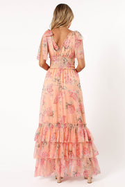 Petal and Pup USA DRESSES Fionna Maxi Dress - Peach Floral