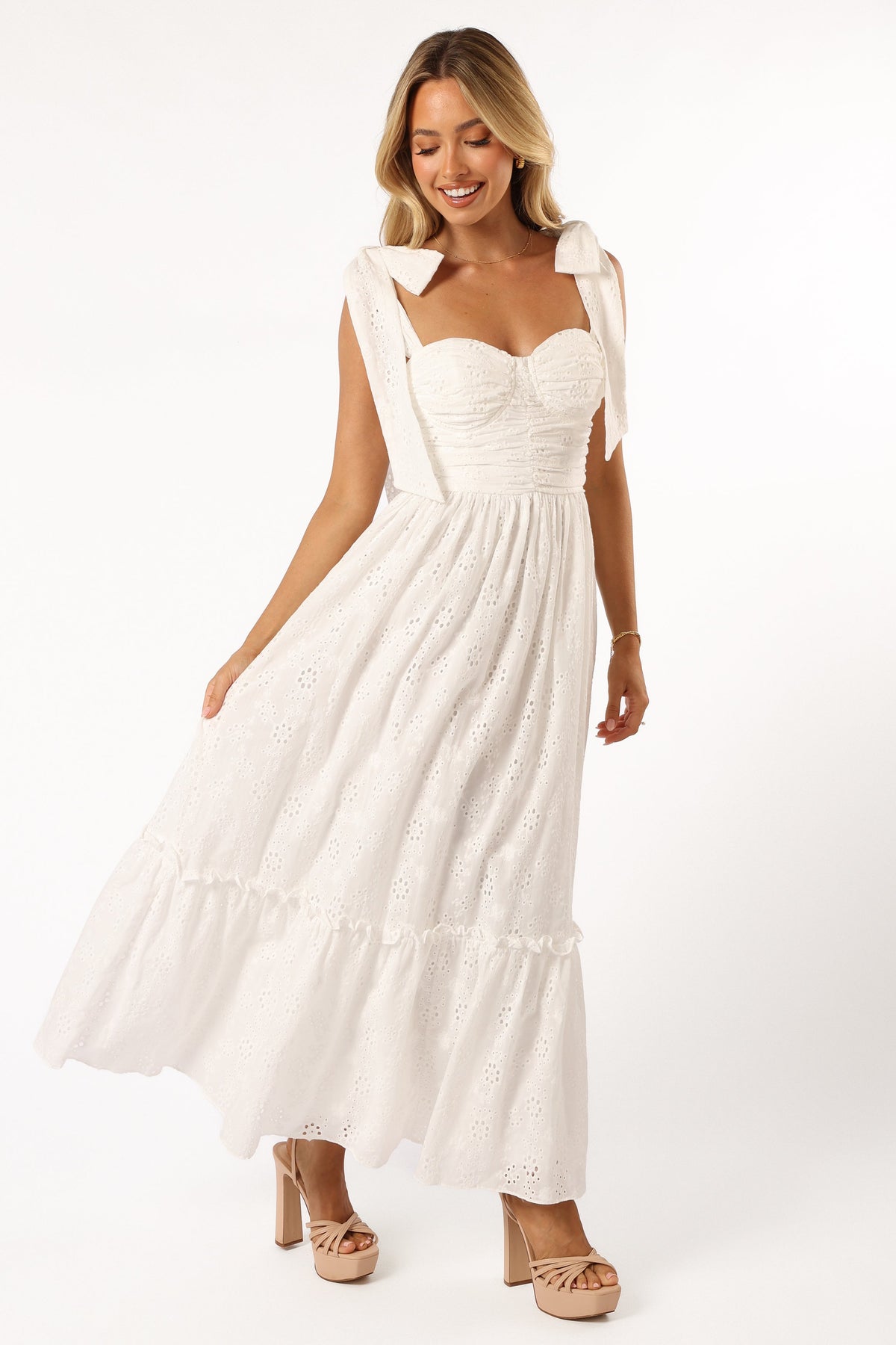 white maxi formal dress Brightwell Backless Maxi Dress | White | Womens main image 0