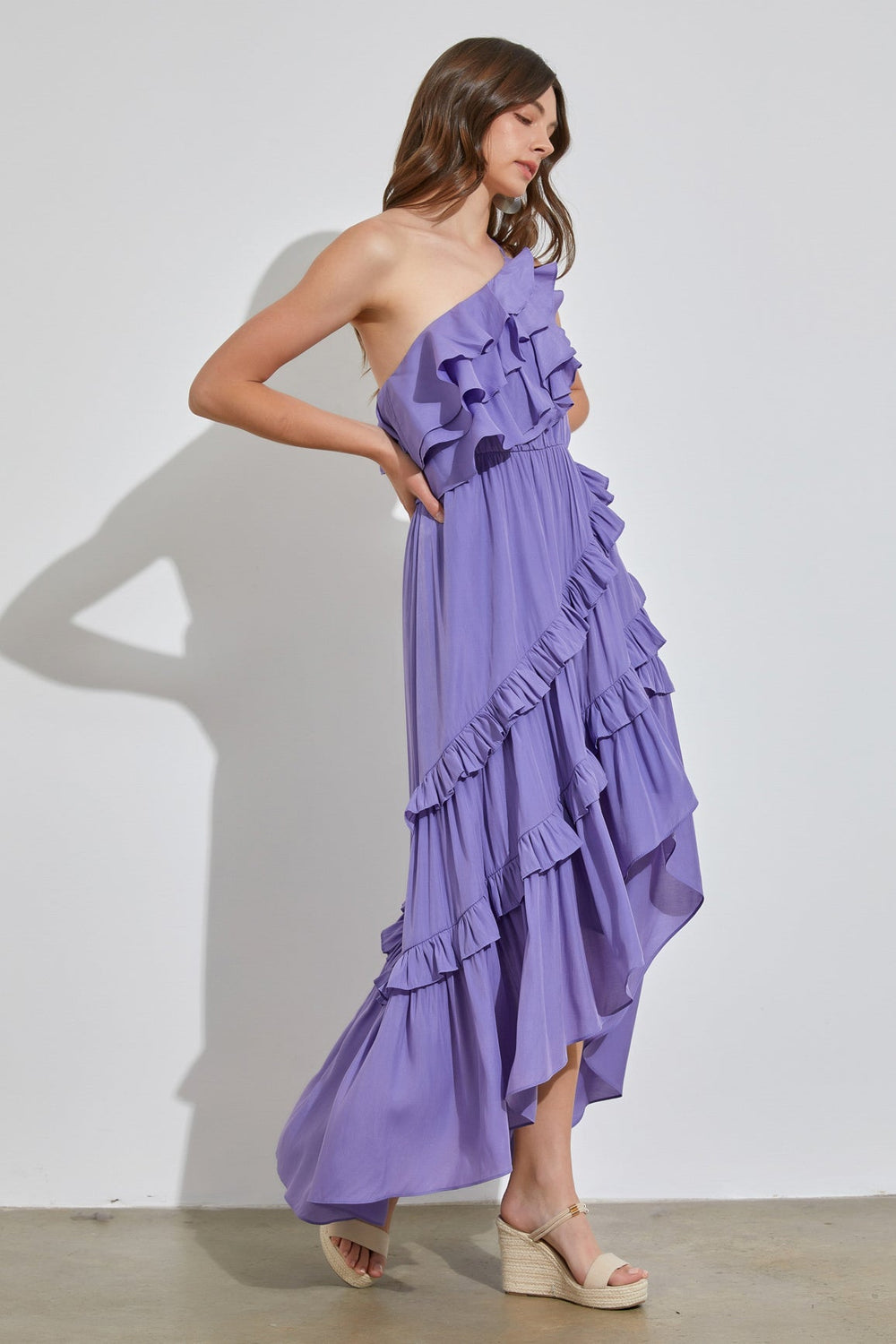 Petal and Pup USA DRESSES Fiorda One Shoulder Midi Dress - Lilac