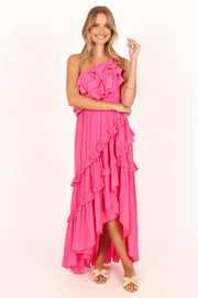 Petal and Pup USA DRESSES Fiorda One Shoulder Midi Dress - Pink