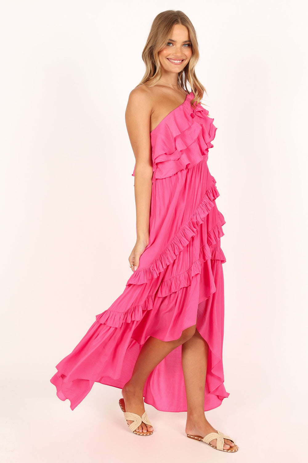 Fiorda One Shoulder Midi Dress - Pink - Petal & Pup USA