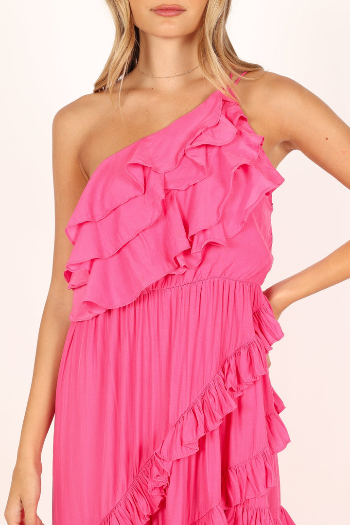 Fiorda One Shoulder Midi Dress - Pink - Petal & Pup USA