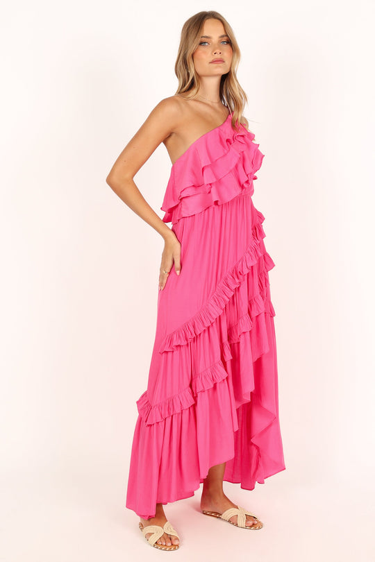 Fiorda One Shoulder Midi Dress - Pink - Petal & Pup USA