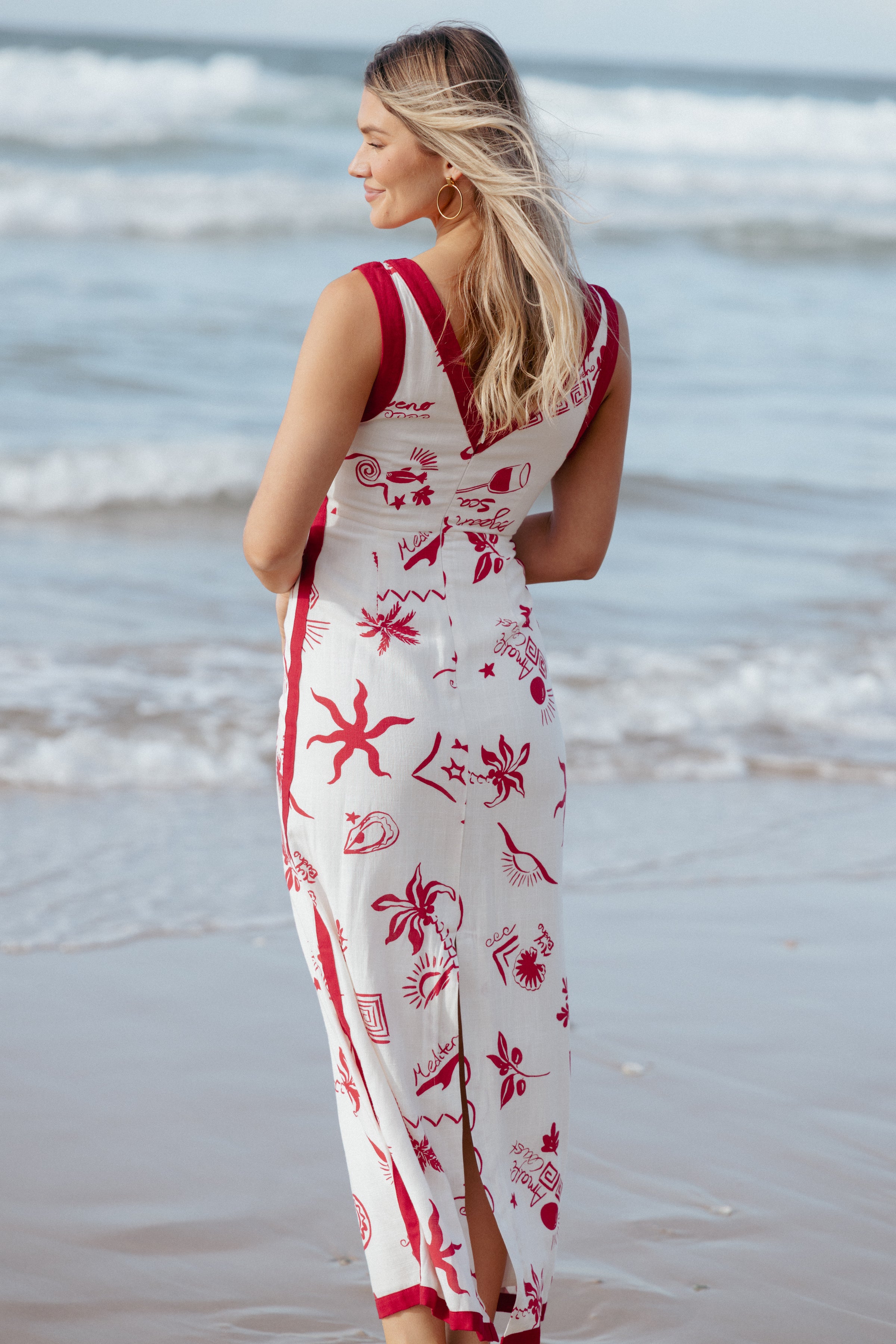 fitted lace wedding dress Fiori Maxi Dress - Red