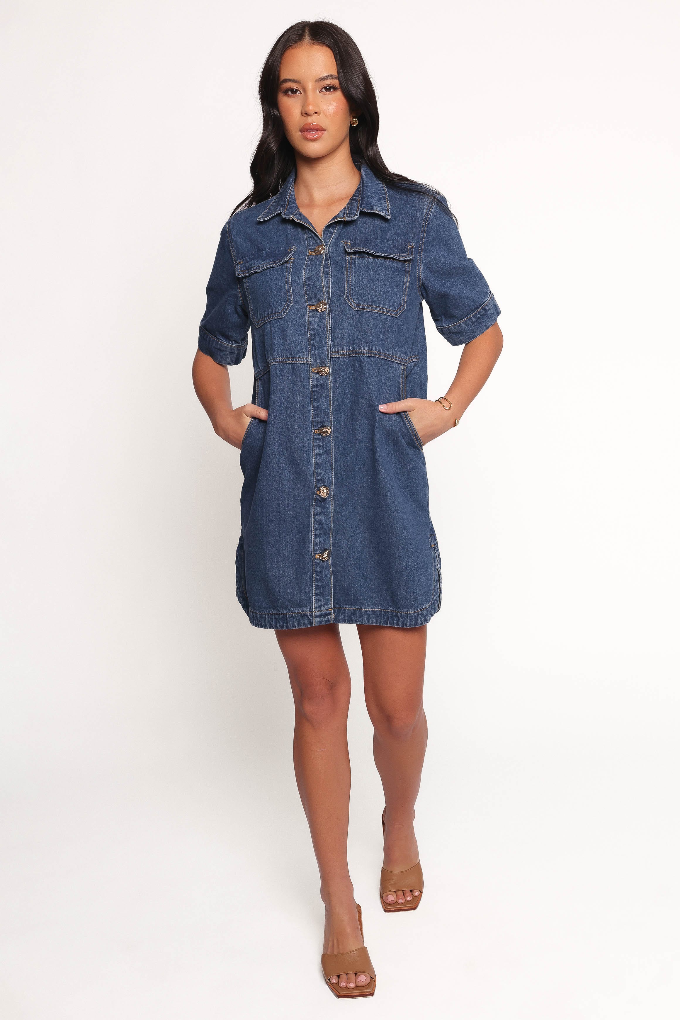 Petal and Pup USA DRESSES Fleming Shirt Mini Dress - Denim (Hold for Rack)
