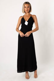 Petal and Pup USA DRESSES Florence Rosette Trim Maxi Dress - Black
