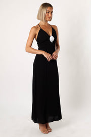 Petal and Pup USA DRESSES Florence Rosette Trim Maxi Dress - Black
