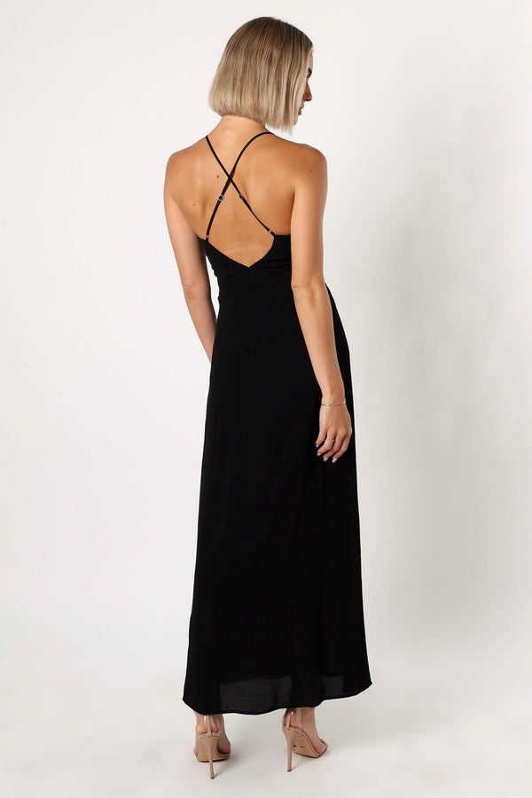 Petal and Pup USA DRESSES Florence Rosette Trim Maxi Dress - Black