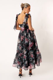 Petal and Pup USA DRESSES Floret Midi Dress - Black Floral