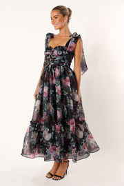 Petal and Pup USA DRESSES Floret Midi Dress - Black Floral