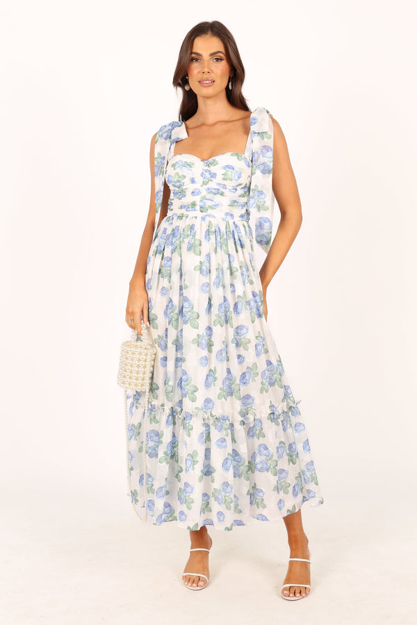 Petal and Pup USA DRESSES Floret Midi Dress - Blue