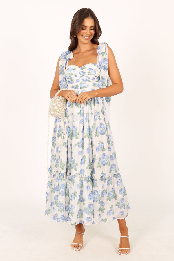 Petal and Pup USA DRESSES Floret Midi Dress - Blue