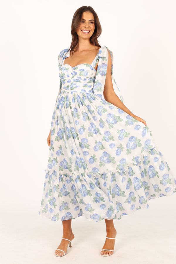 Petal and Pup USA DRESSES Floret Midi Dress - Blue