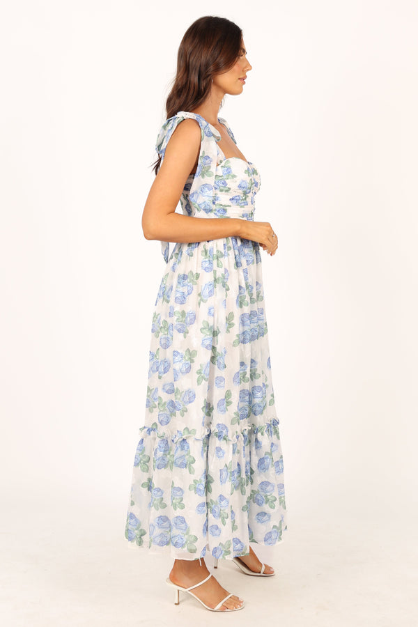 Petal and Pup USA DRESSES Floret Midi Dress - Blue