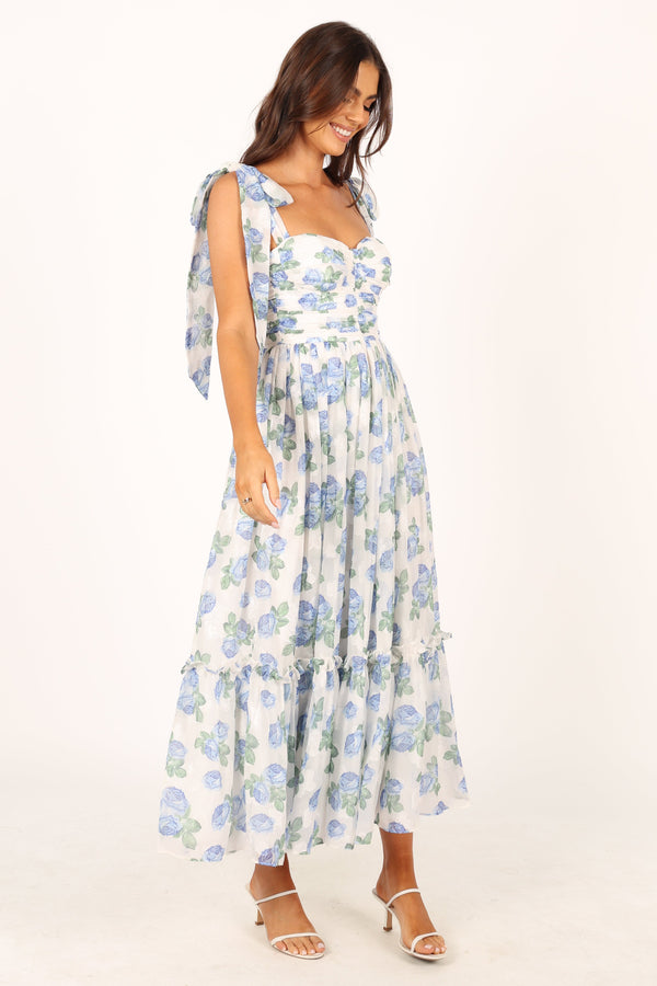 Petal and Pup USA DRESSES Floret Midi Dress - Blue