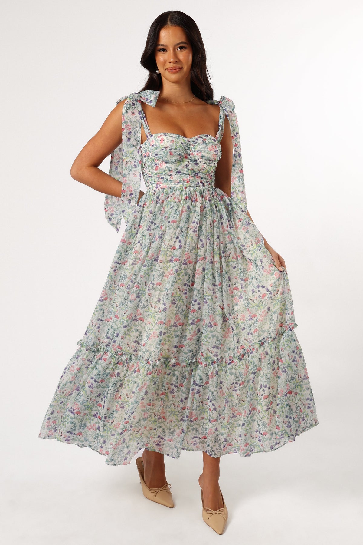 petal and pup floret midi dress Women's Color:Z_pink NADINE MERABI | Simone while the invisible back Slate/Gold