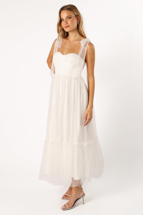 Petal and Pup USA DRESSES Floret Midi Dress - Off White