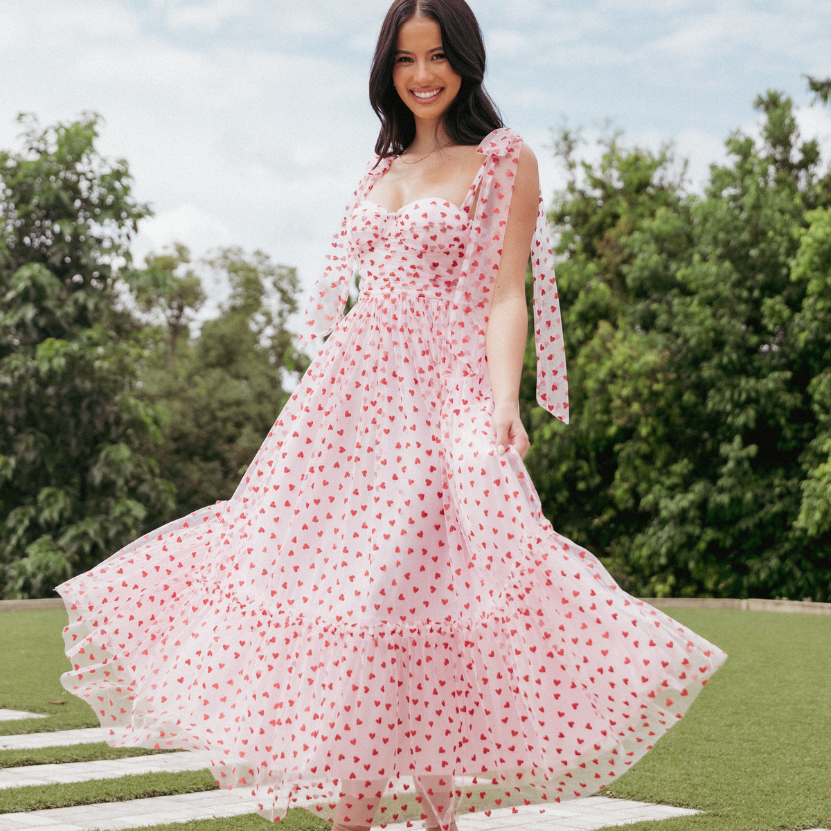 Floret Midi Dress - Red Hearts | Petal & Pup USA Floret Midi Dress - Red Hearts | Petal & Pup USA