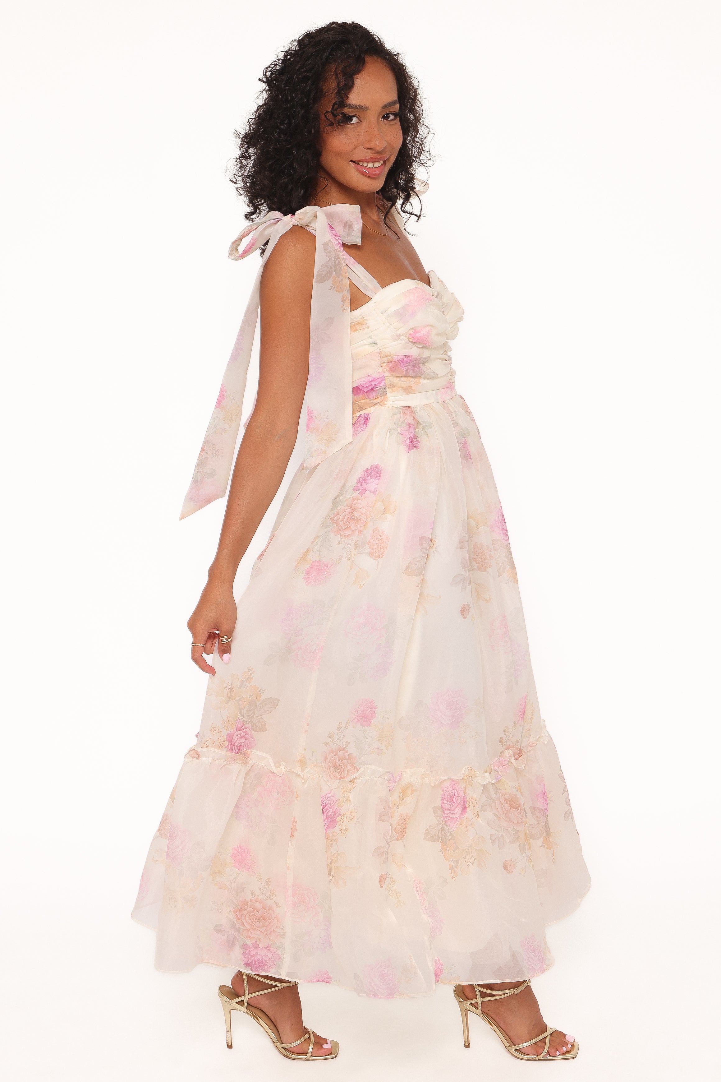 Petal and Pup USA DRESSES Floret Midi Dress - Yellow Floral